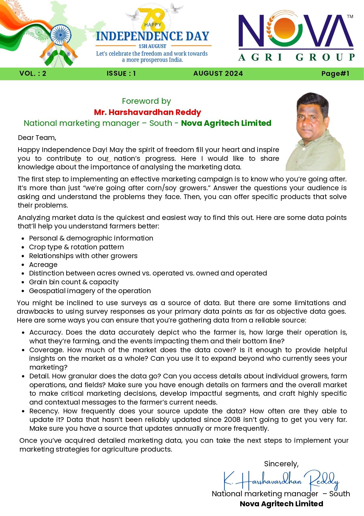 Newsletter for the month of August 2024